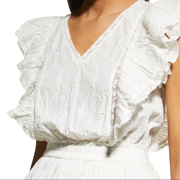 LOVESHACKFANCY Corelli Mini Ruffle Dress with Lace NWT - Picture 5 of 5